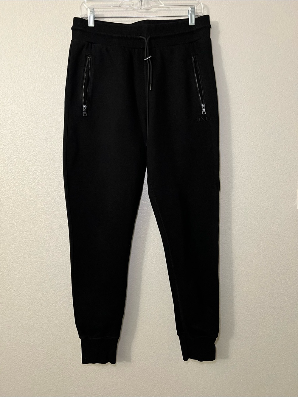 Kino Clothing Men’s Black Jogger Sweatpants Zip Pocket Drawstring Size Large